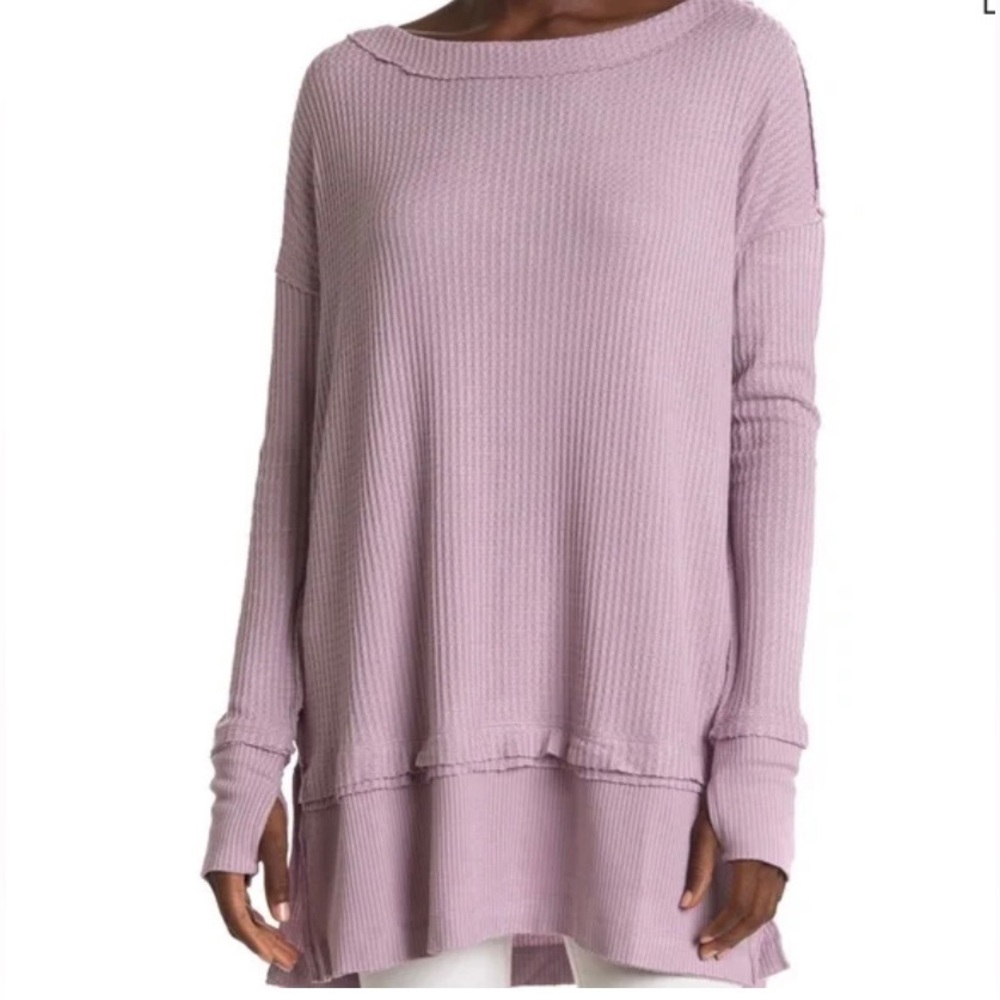 Free People Purple Oversized Ribbed Sweatshirt